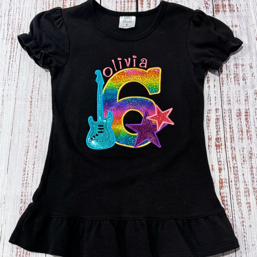 “Olivia” 6 Embroidered Ruffle Top